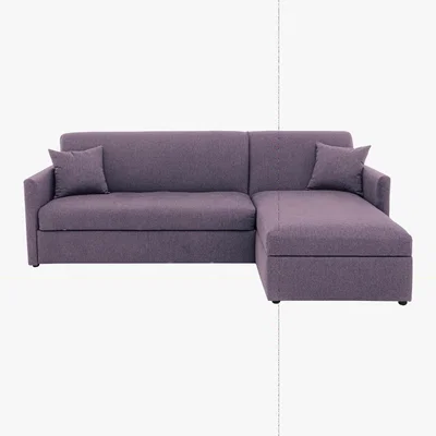 Furniture Village Versatile Small 2 Seater Fabric Chaise Sofa Bed with Slim Arms - Purple