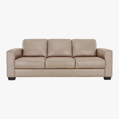 Furniture Village Dante 3 Seater Leather Sofa - Beige - By Furniture Village