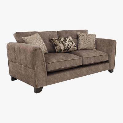 Furniture Village Ariana 3 Seater Classic Back Fabric Sofa - Brown - By Furniture Village