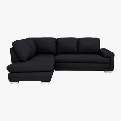 Furniture Village Gamma Leather Chaise Sofa - Black - By Furniture Village