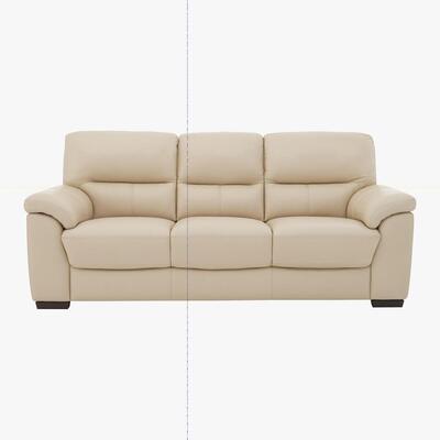 Furniture Village Zinc 3 Seater Leather Sofa - Beige- World of Leather