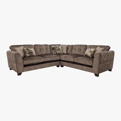 Furniture Village Ariana Large Classic Back Fabric Corner Sofa - Brown - By Furniture Village