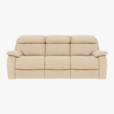 Furniture Village World of Leather - Moreno 3 Seater Leather Manual Recliner Sofa - Beige