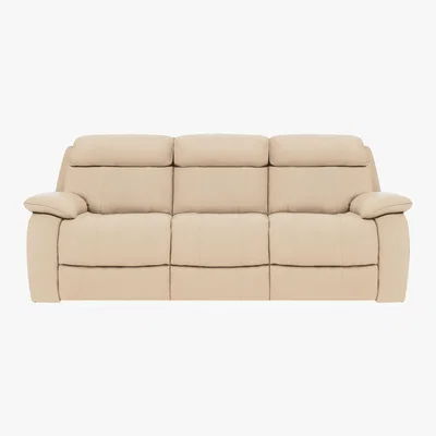 Furniture Village World of Leather - Moreno 3 Seater Leather Manual Recliner Sofa - Beige