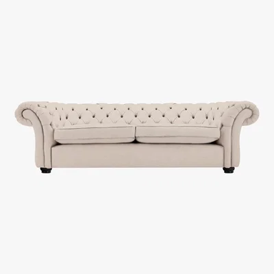 Furniture Village Langham 3 Seater Fabric Sofa - Beige - By Furniture Village
