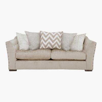 Furniture Village Devine 3 Seater Pillow Back Fabric Split Back Sofa - Mink
