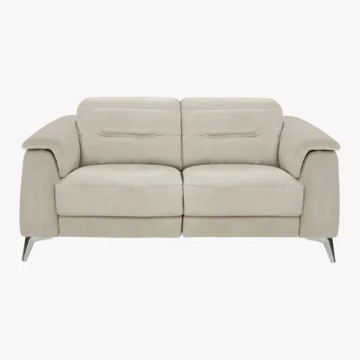 Furniture Village Sanza 2 Seater Fabric Power Recliner Sofa with Power Headrests - Beige - By Furniture Village