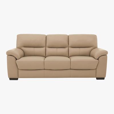 Furniture Village World of Leather - Zinc 3 Seater Leather Sofa - Beige