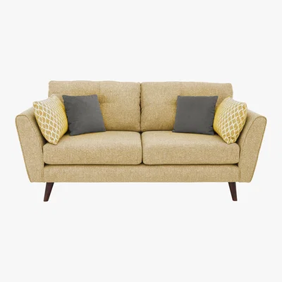 Furniture Village Connection 3 Seater Classic Back Fabric Sofa - Yellow