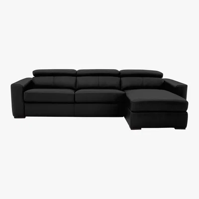 Furniture Village Infinity Leather Corner Chaise Sofabed with Storage - Black- World of Leather