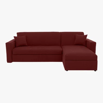 Furniture Village Versatile 2 Seater Fabric Chaise Sofa Bed with Box Arms - Red