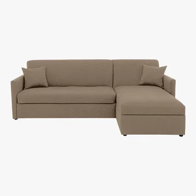 Furniture Village Versatile 2 Seater Fabric Chaise Sofa Bed with Slim Arms - Beige