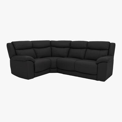 Furniture Village Bounce Compact Leather Corner Sofa - Black- World of Leather
