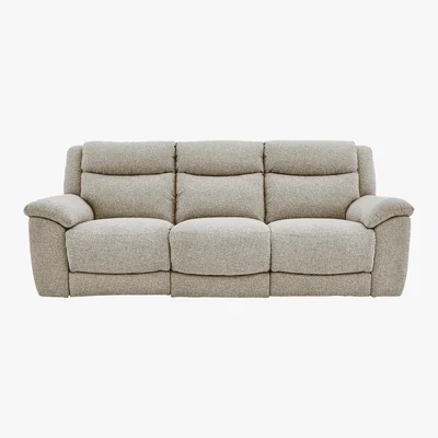 Furniture Village Bounce 3 Seater Fabric Manual Recliner Sofa - Cream - By Furniture Village