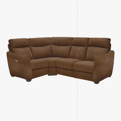 Furniture Village Compact Collection Midi Fabric Manual Recliner Corner Sofa - Brown
