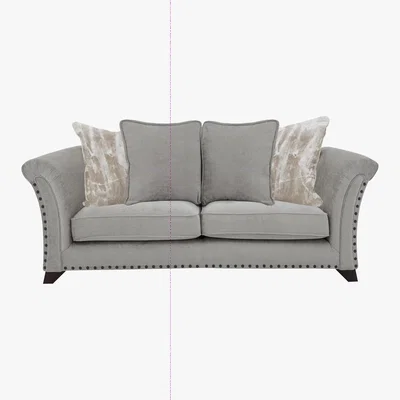 Furniture Village Holly 2 Seater Pillow Back Fabric Sofa with Studs - Grey