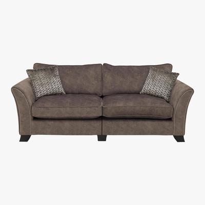 Furniture Village Amora 4 Seater Fabric Split Classic Back Sofa - Brown - By Furniture Village