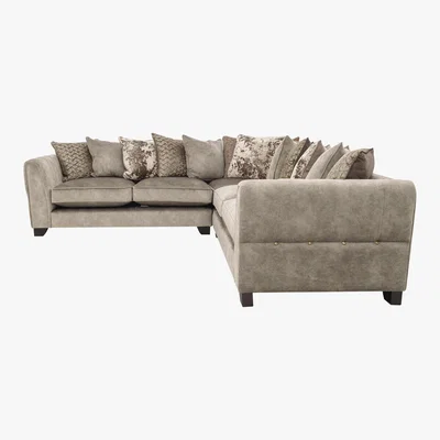 Furniture Village Ariana Large Pillow Back Fabric Corner Sofa - Beige