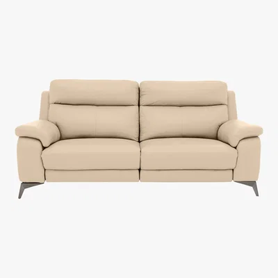 Furniture Village Missouri 3 Seater Leather Power Recliner Sofa - Beige- World of Leather