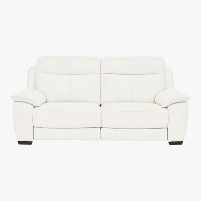 Furniture Village Starlight Express 3 Seater Leather Recliner Sofa with Power Headrests - White- World of Leather