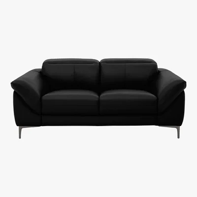 Furniture Village World of Leather - Galaxy 2 Seater Sofa with Manual Headrests - Black