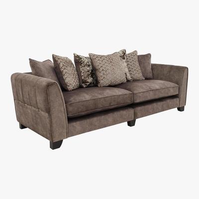 Furniture Village Ariana 4 Seater Pillow Back Fabric Sofa - Brown - By Furniture Village