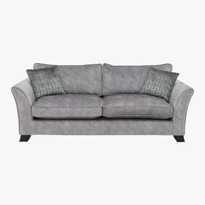 Furniture Village Amora 4 Seater Fabric Classic Back Sofa - Silver
