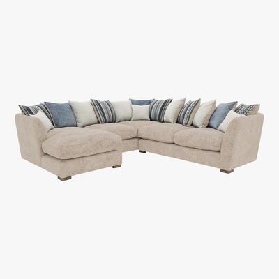 Furniture Village Nautical Large Scatter Back Chaise Corner Sofa - Cream