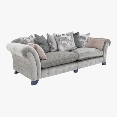 Furniture Village Cloudy Bay 4 Seater Pillow Back Fabric Split Frame Sofa - By Furniture Village