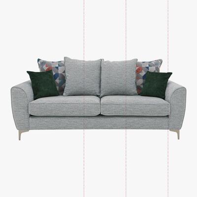 Furniture Village Isla 3 Seater Fabric Pillow Back Sofa - Grey