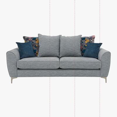 Furniture Village Isla 3 Seater Fabric Pillow Back Sofa - Grey