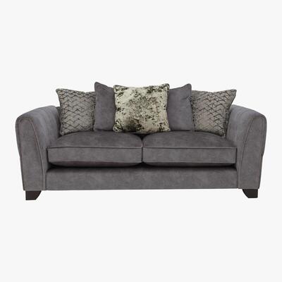 Furniture Village Ariana 3 Seater Pillow Back Fabric Sofa - Grey