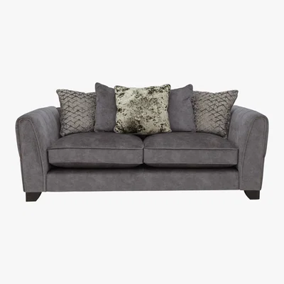 Furniture Village Ariana 3 Seater Pillow Back Fabric Sofa - Grey