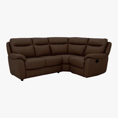Furniture Village Snug Compact Leather Corner Sofa - Brown- World of Leather