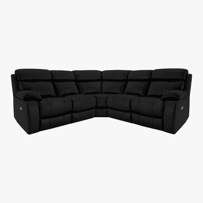 Furniture Village Moreno SD Leather Manual Recliner Corner Sofa - Black - By Furniture Village