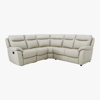 Furniture Village Snug Leather Manual Recliner Corner Sofa - Grey- World of Leather