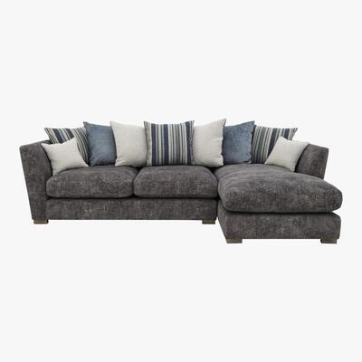Furniture Village Nautical Large 3 Seater Pillow Back Chaise Sofa - Grey