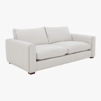 Furniture Village Kamille 4 Seater Fabric Classic Back Sofa - White - By Furniture Village