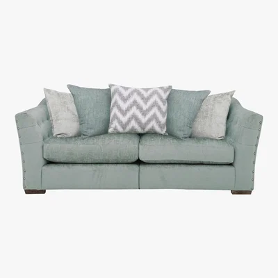 Furniture Village Devine 3 Seater Pillow Back Fabric Sofa - Green