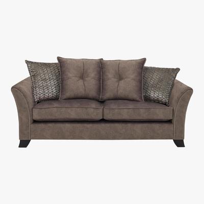 Furniture Village Amora 3 Seater Fabric Scatter Back Sofa Bed - Brown - By Furniture Village