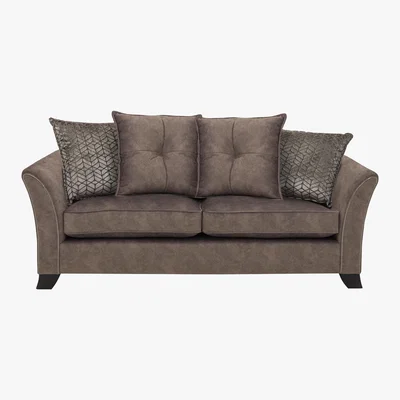 Furniture Village Amora 3 Seater Fabric Scatter Back Sofa Bed - Brown - By Furniture Village