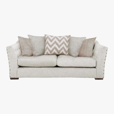 Furniture Village Devine 3 Seater Pillow Back Fabric Split Back Sofa - Beige - By Furniture Village