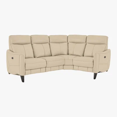 Furniture Village Compact Collection Petit Leather Power Recliner Corner Sofa- World of Leather