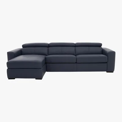 Furniture Village Infinity Leather Corner Chaise Sofabed with Storage - Blue- World of Leather