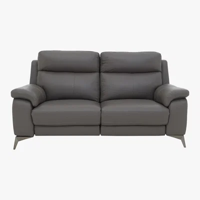 Furniture Village Missouri 2 Seater Leather Sofa - Grey- World of Leather