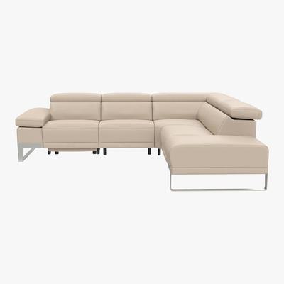 Furniture Village Nicoletti - Azione Leather Power Recliner Corner Chaise Sofa with Ratchet Headrests