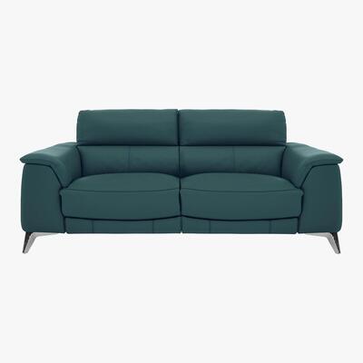 Furniture Village Odyssey 3 Seater Leather Static Sofa - Teal- World of Leather