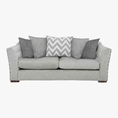 Furniture Village Devine 3 Seater Pillow Back Fabric Split Back Sofa - Silver