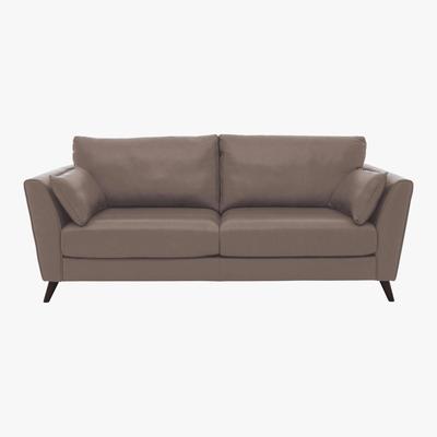 Furniture Village Oceano 3 Seater Leather Sofa - Beige - By Furniture Village