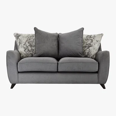 Furniture Village Carrara 2 Seater Pillow Back Fabric Sofa - Grey - By Furniture Village